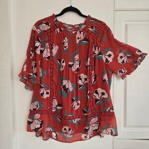 Rust floral bohemian blouse – 2XL